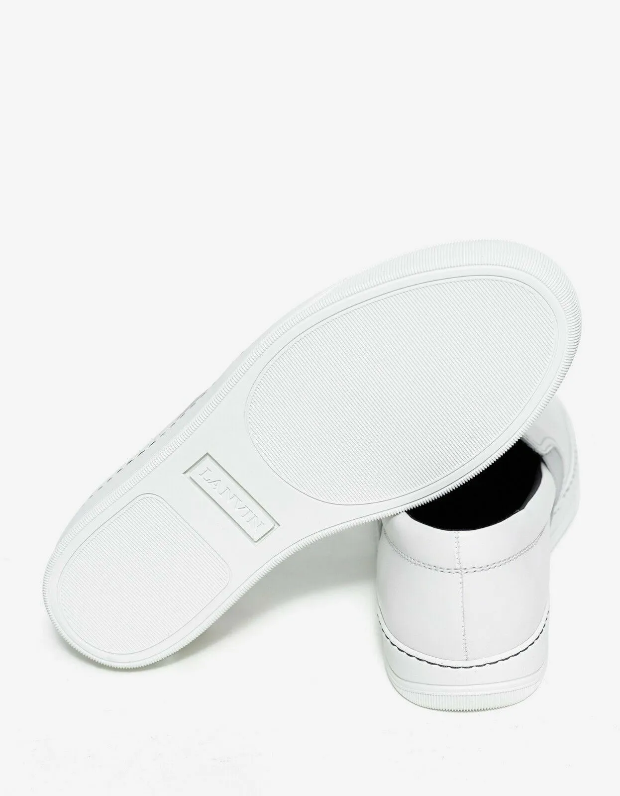 Aged White Leather Slip On Trainers