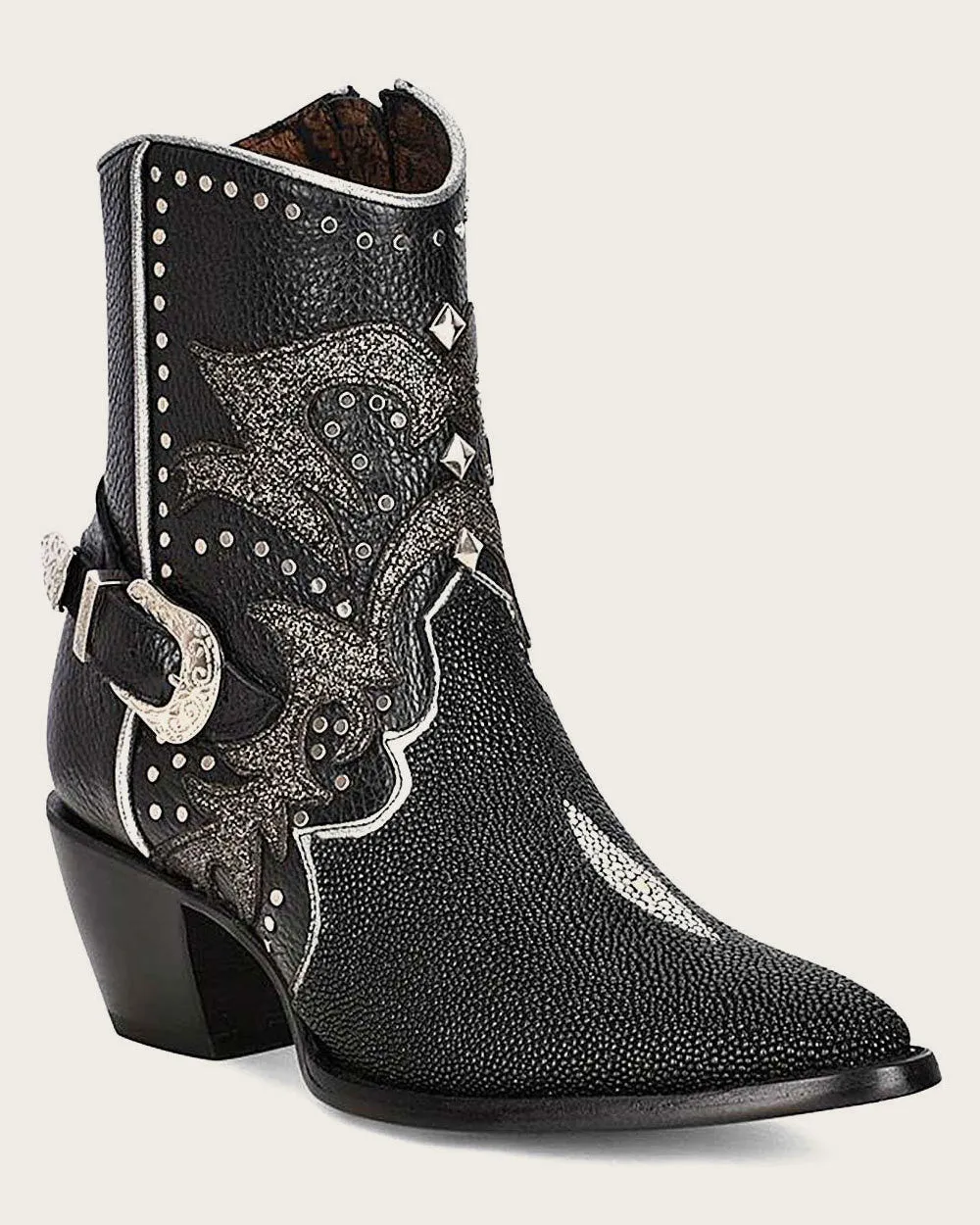 Ankle black western exotic bootie