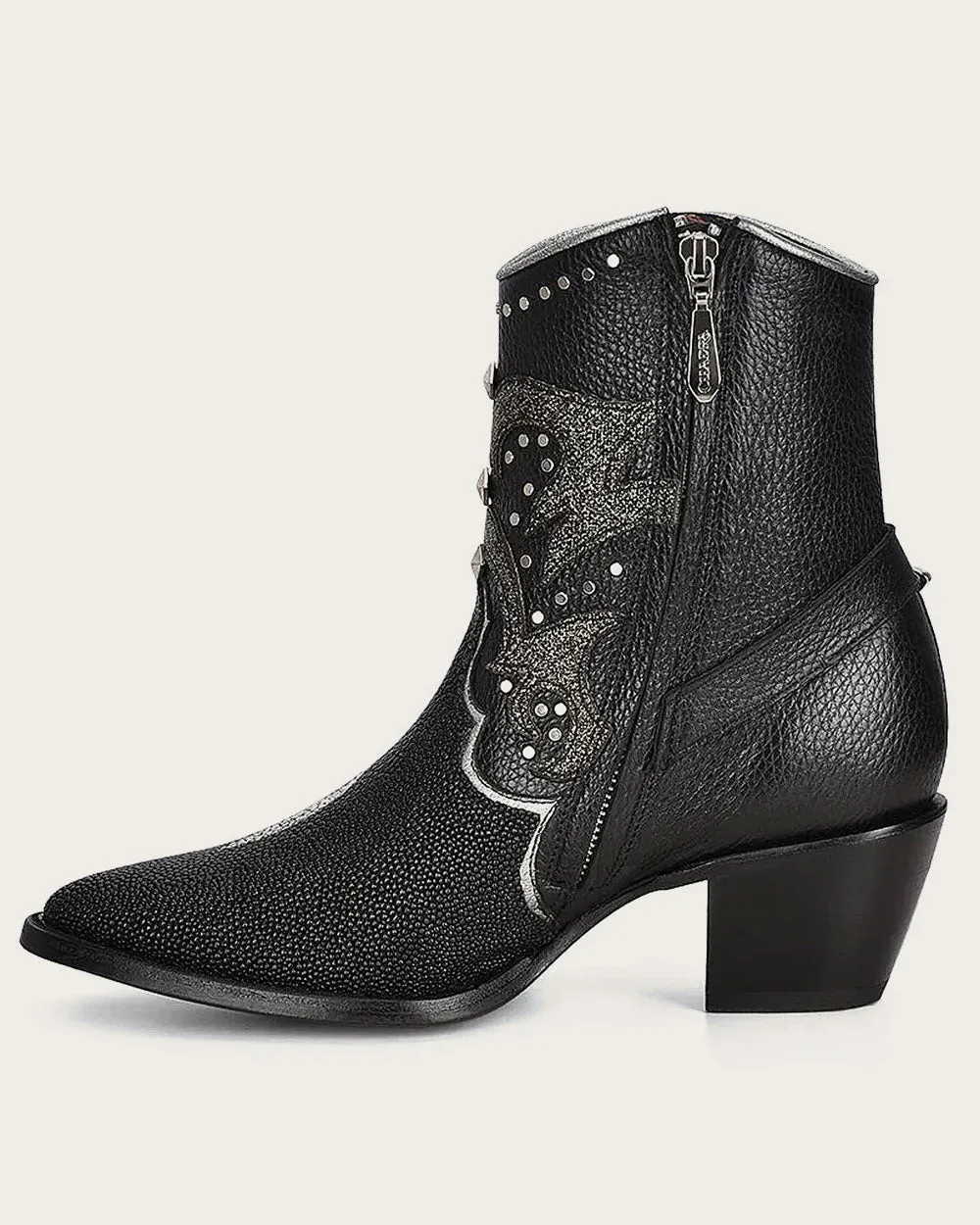 Ankle black western exotic bootie