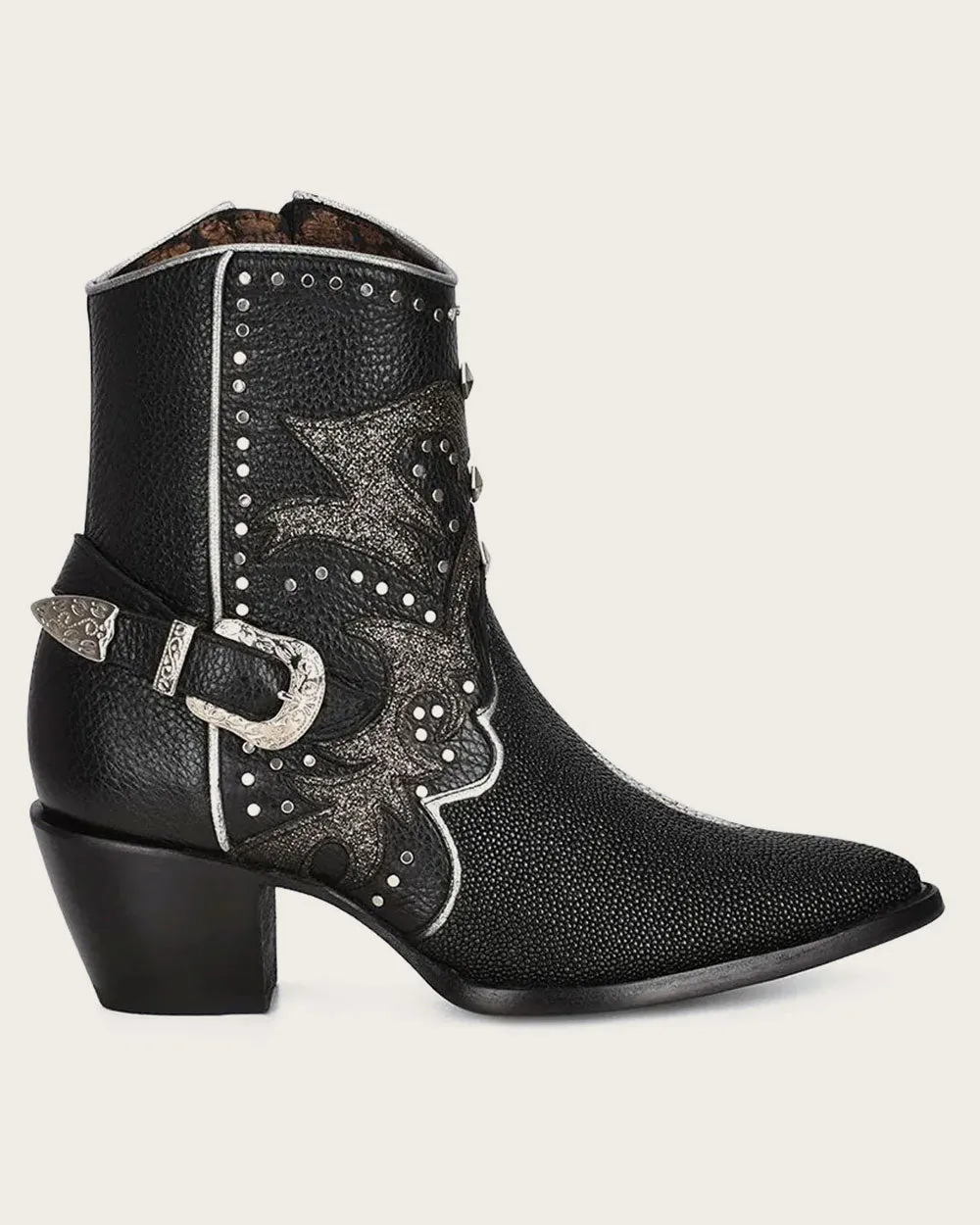 Ankle black western exotic bootie