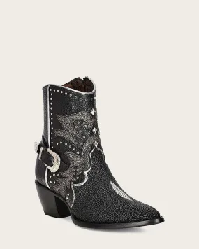 Ankle black western exotic bootie