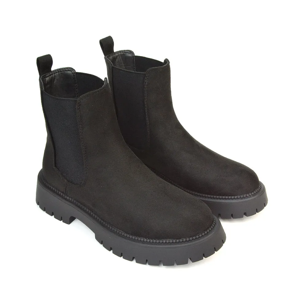 Bridget Chunky Sole Chelsea Ankle Boots In Black