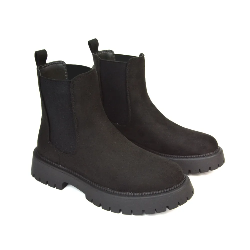 Bridget Chunky Sole Chelsea Ankle Boots In Black