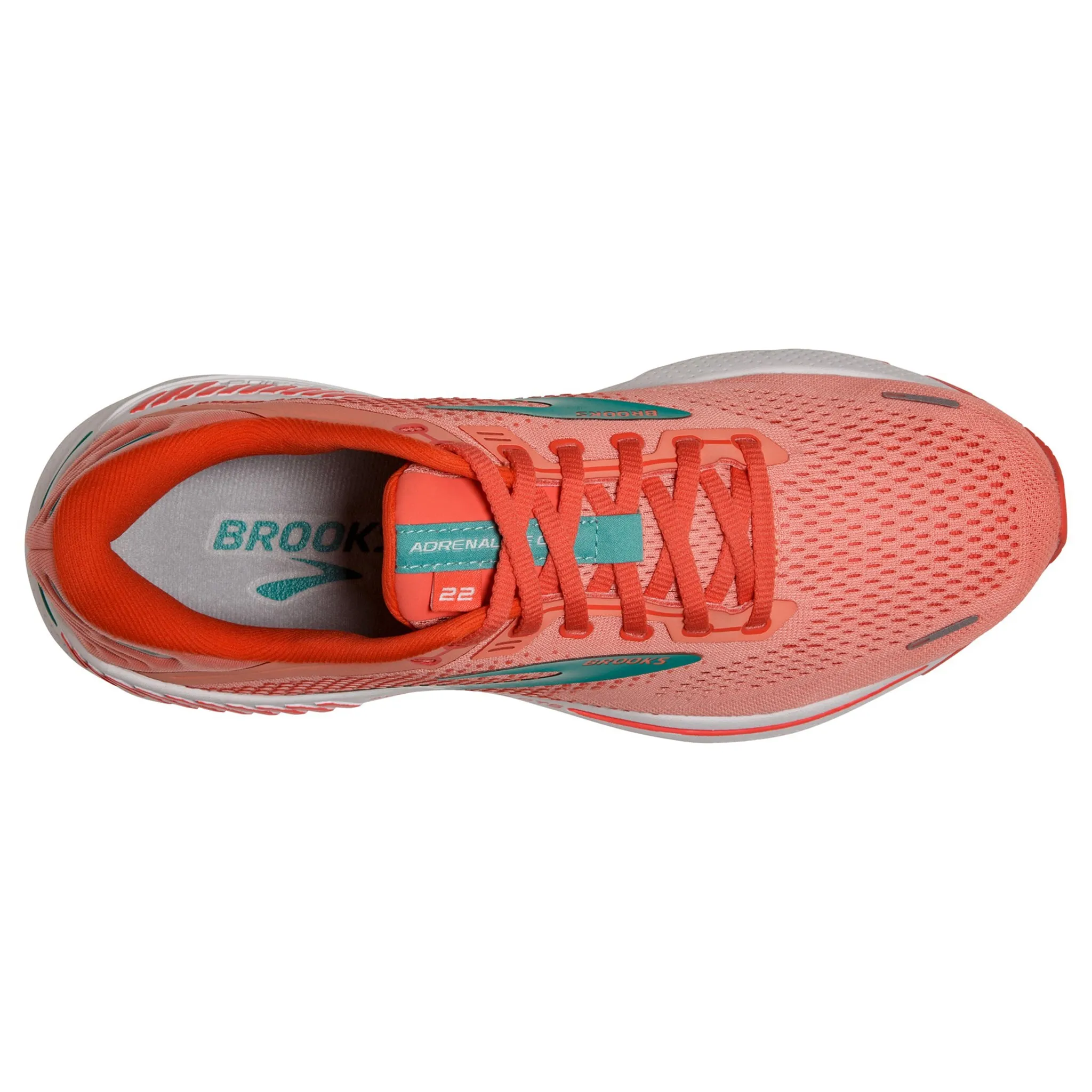 Brooks Women's 120353 680 Adrenaline GTS 22 Coral Latigo Bay White Cushion Support Running Shoes