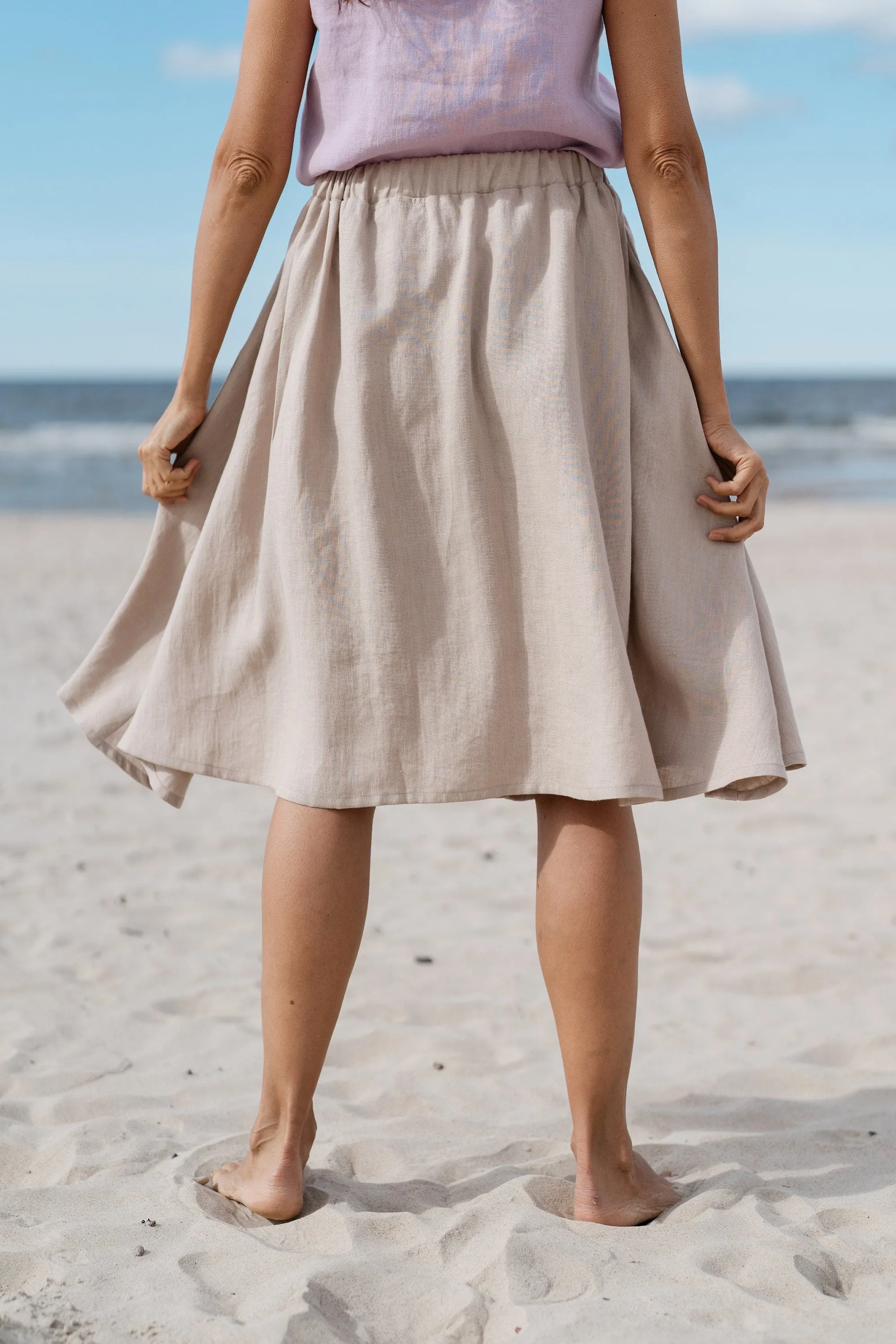 Buttoned Front Linen Skirt CAPRI In Natural