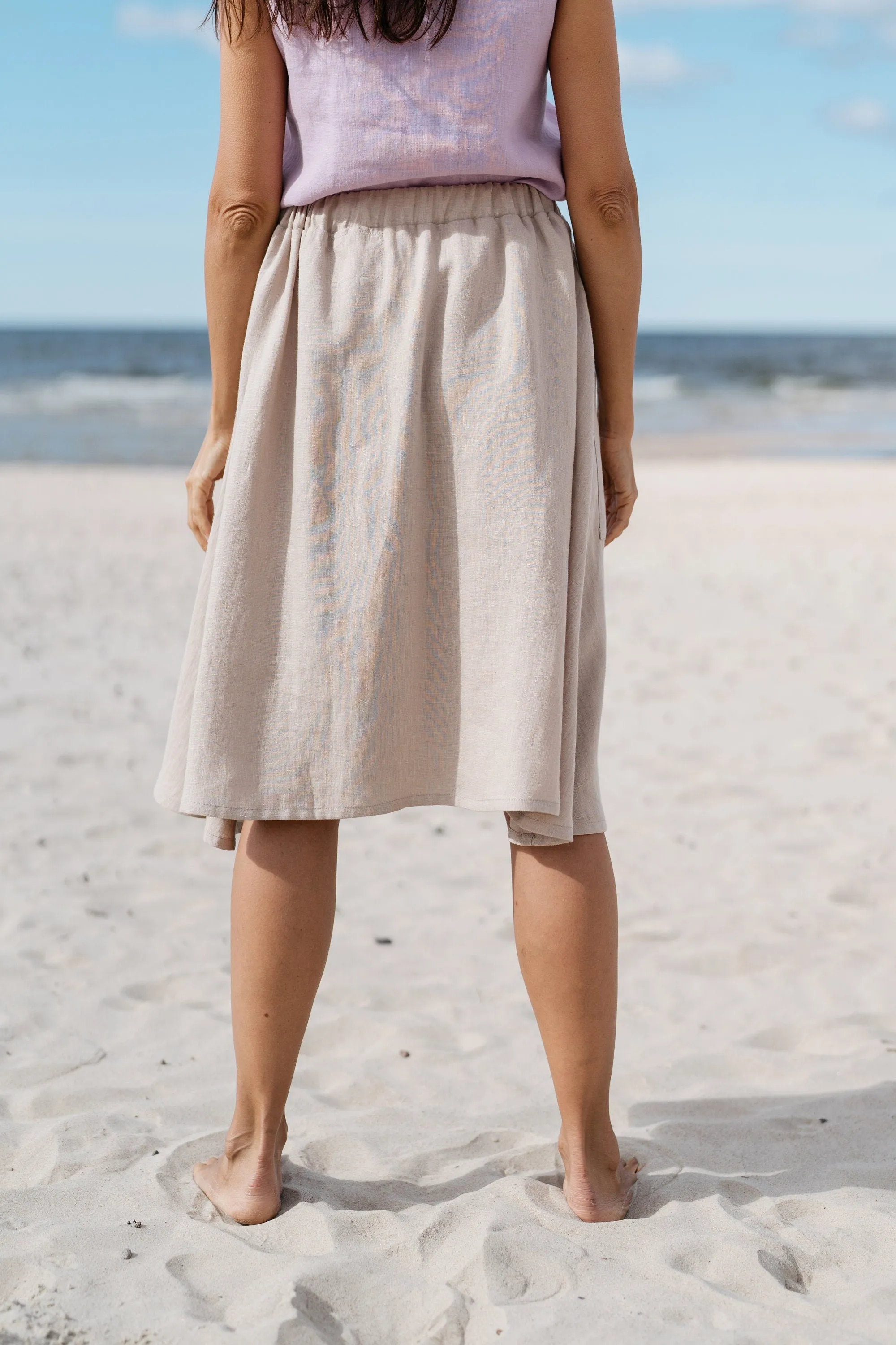 Buttoned Front Linen Skirt CAPRI In Natural