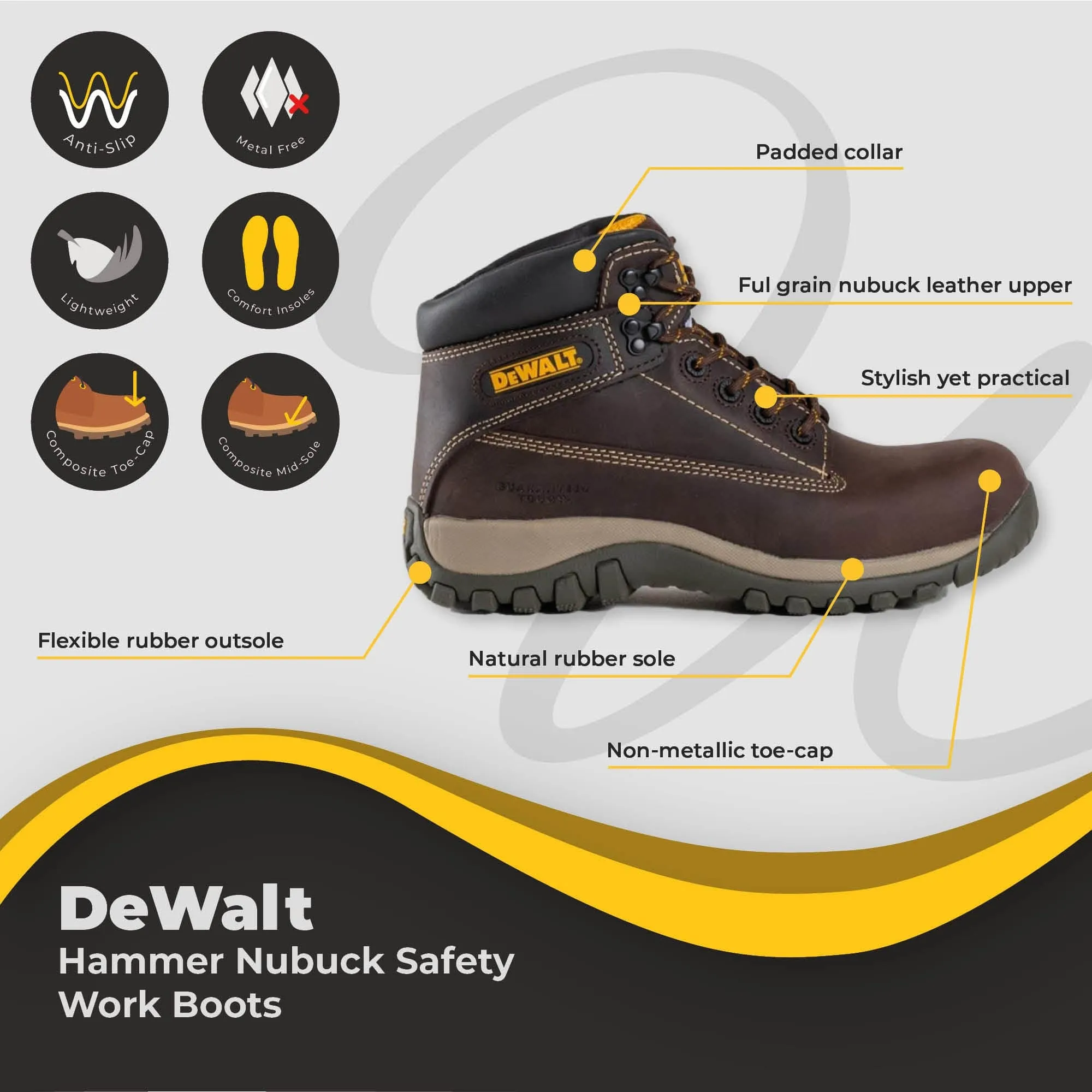 DeWALT Hammer Nubuck Safety Work Boot