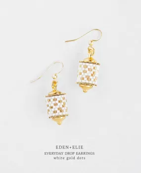 EDEN   ELIE Everyday Drop Earrings - white gold dots