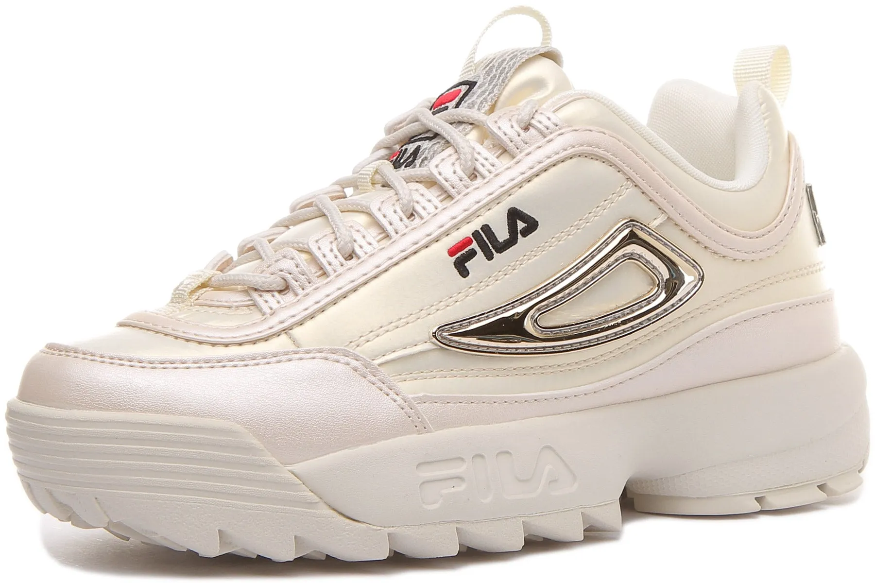 Fila Disruptor Low in Cream with Metalic Logo For Women