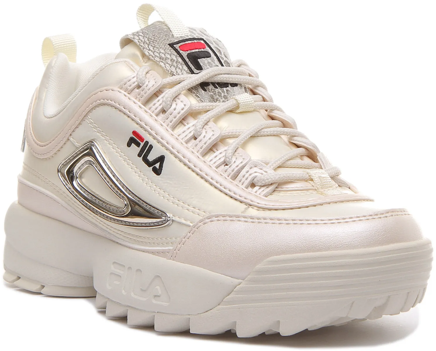 Fila Disruptor Low in Cream with Metalic Logo For Women