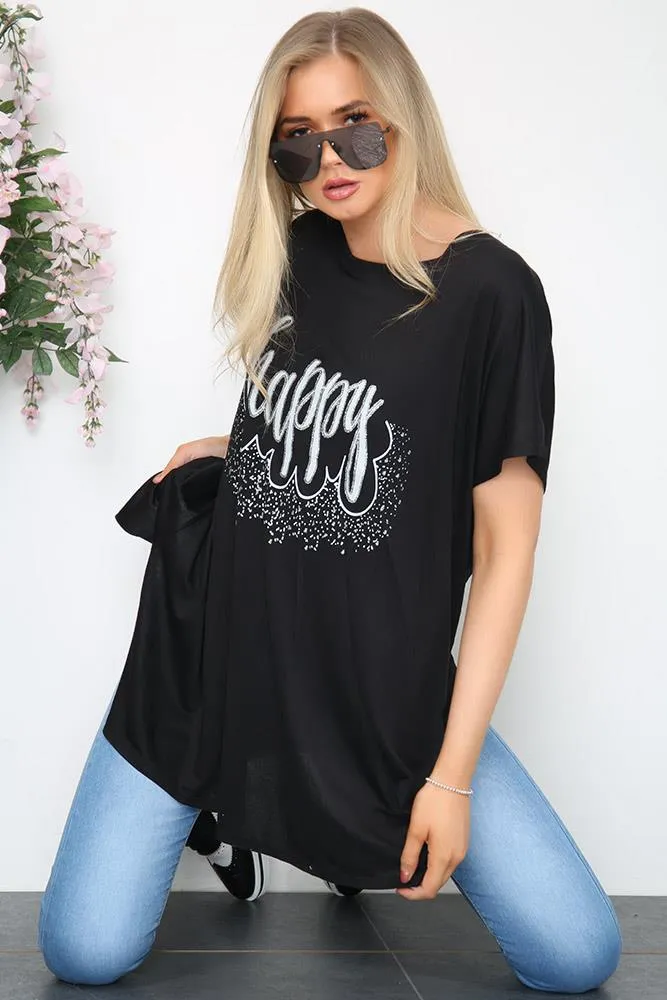 Happy Motif Oversized Top