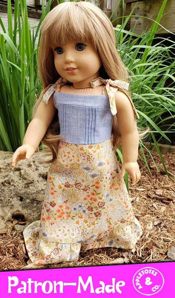 Jillian Maxi Dress Sewing Pattern for 18 Inch Dolls