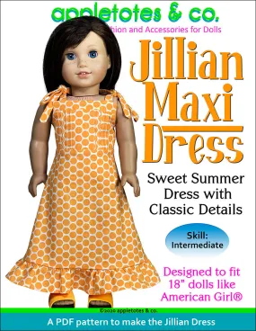 Jillian Maxi Dress Sewing Pattern for 18" Dolls