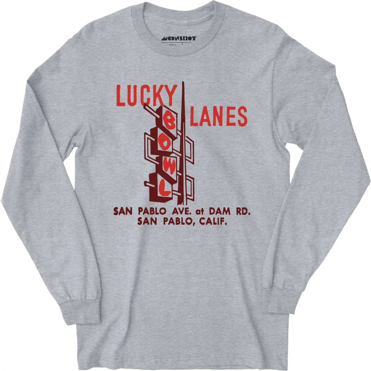 Lucky Lanes - San Pablo, CA - Vintage Bowling Alley - Long Sleeve T-Shirt