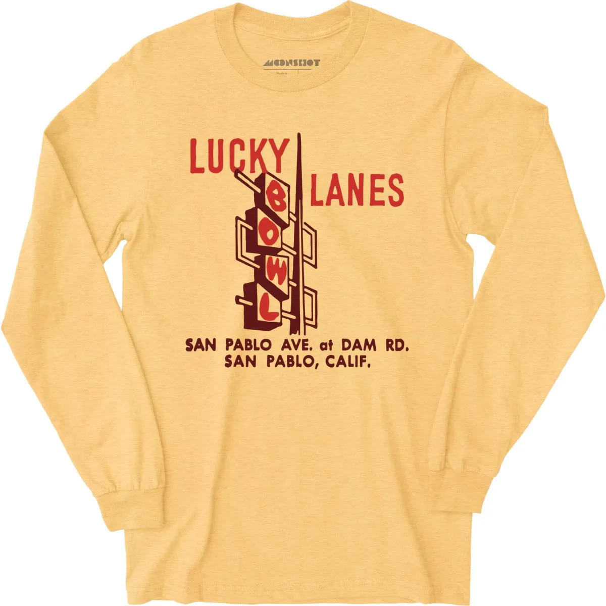 Lucky Lanes - San Pablo, CA - Vintage Bowling Alley - Long Sleeve T-Shirt