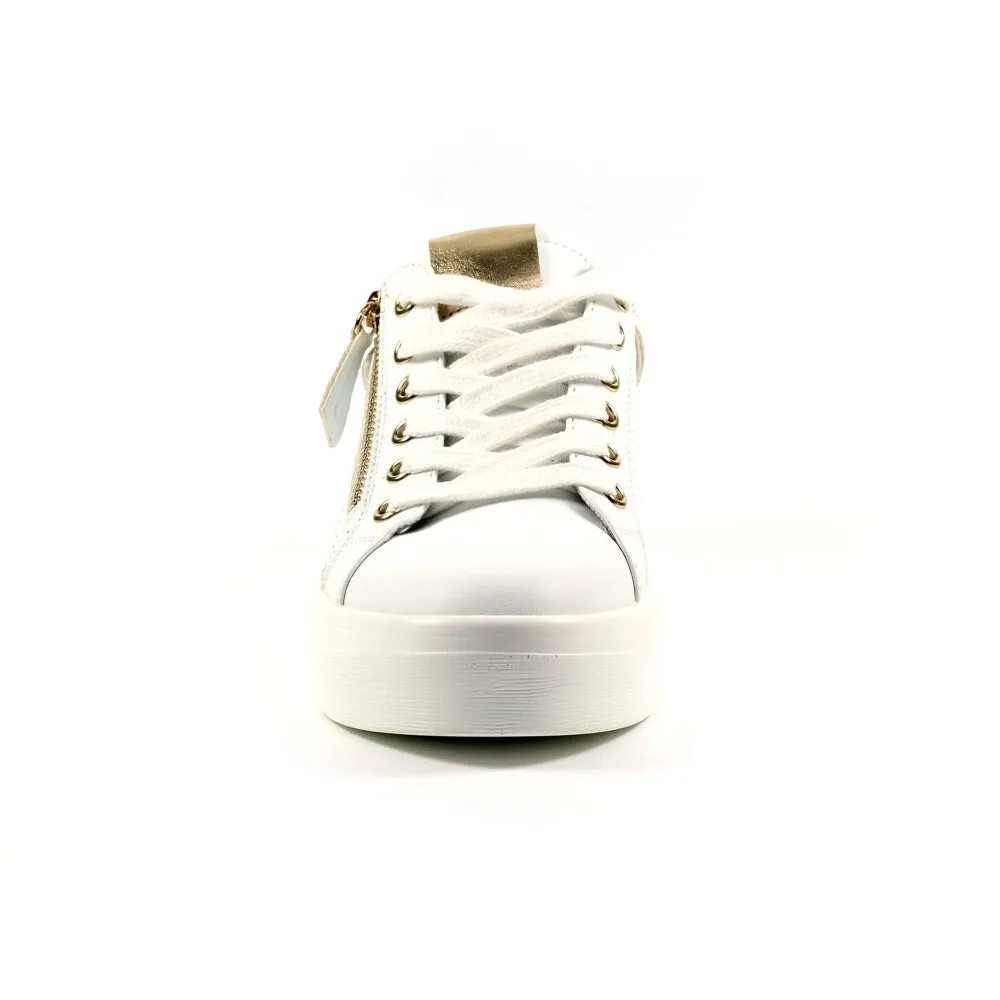 Lunar Nia White and Gold Trainer Pump