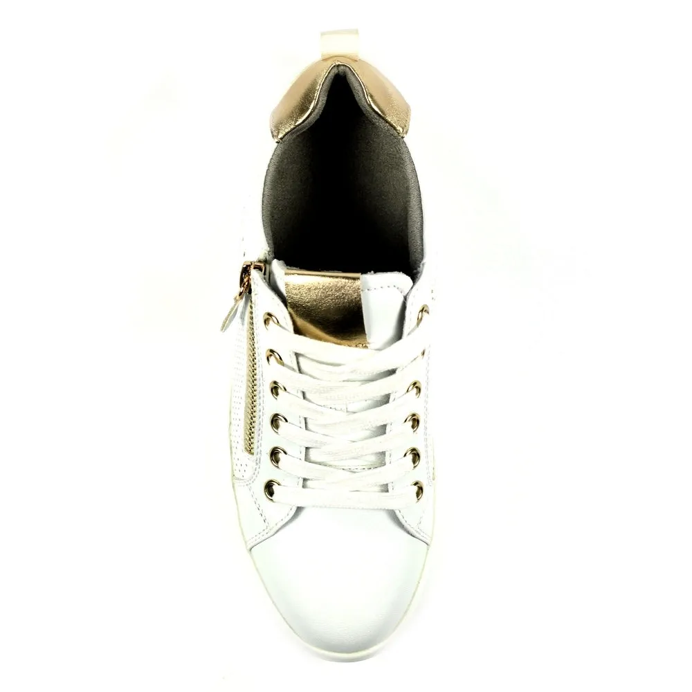 Lunar Nia White and Gold Trainer Pump