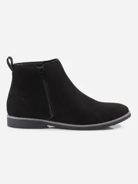 Men's Black Suede Smart Casual Zipper Boot  (IX3036)