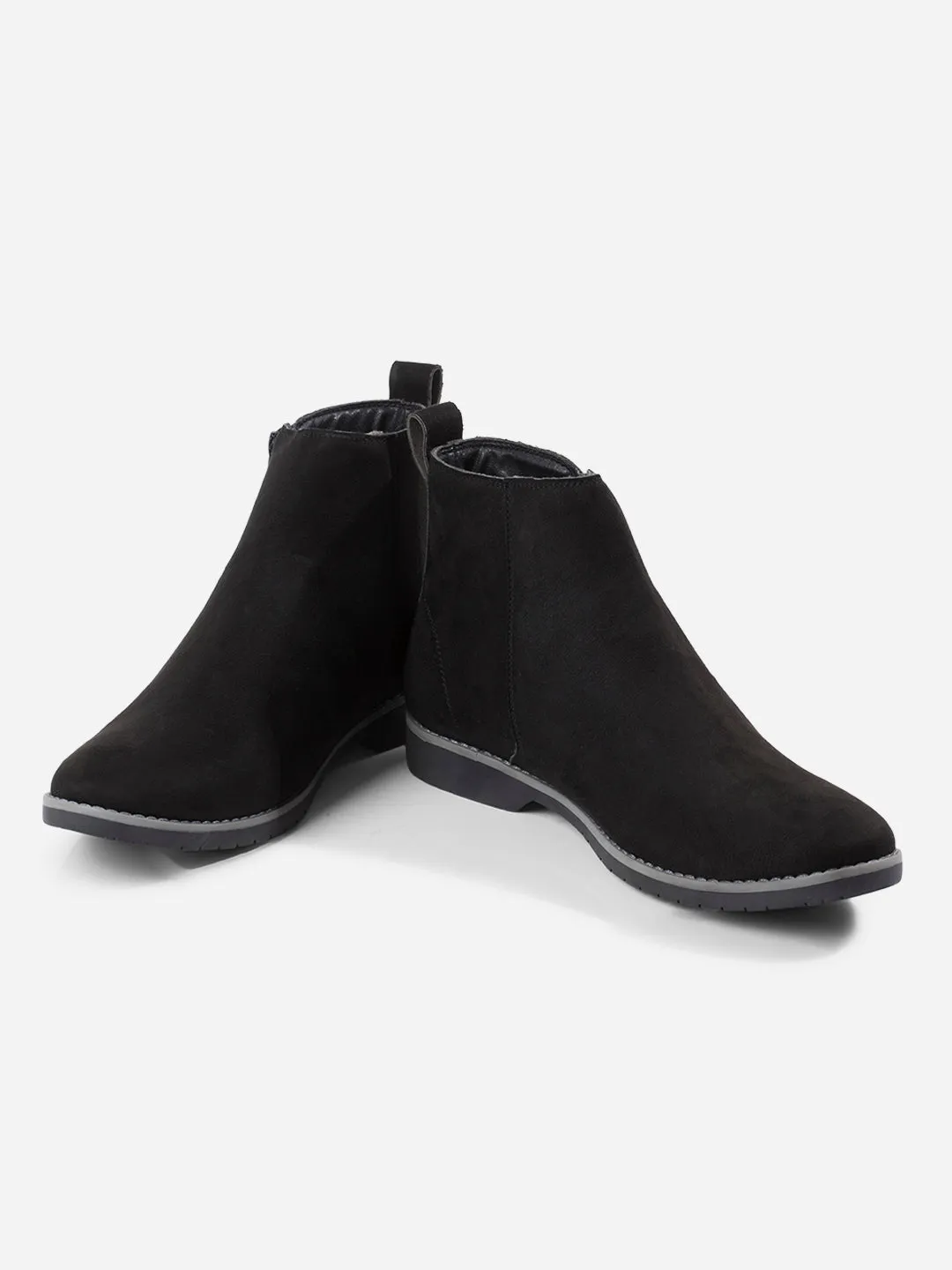 Men's Black Suede Smart Casual Zipper Boot  (IX3036)