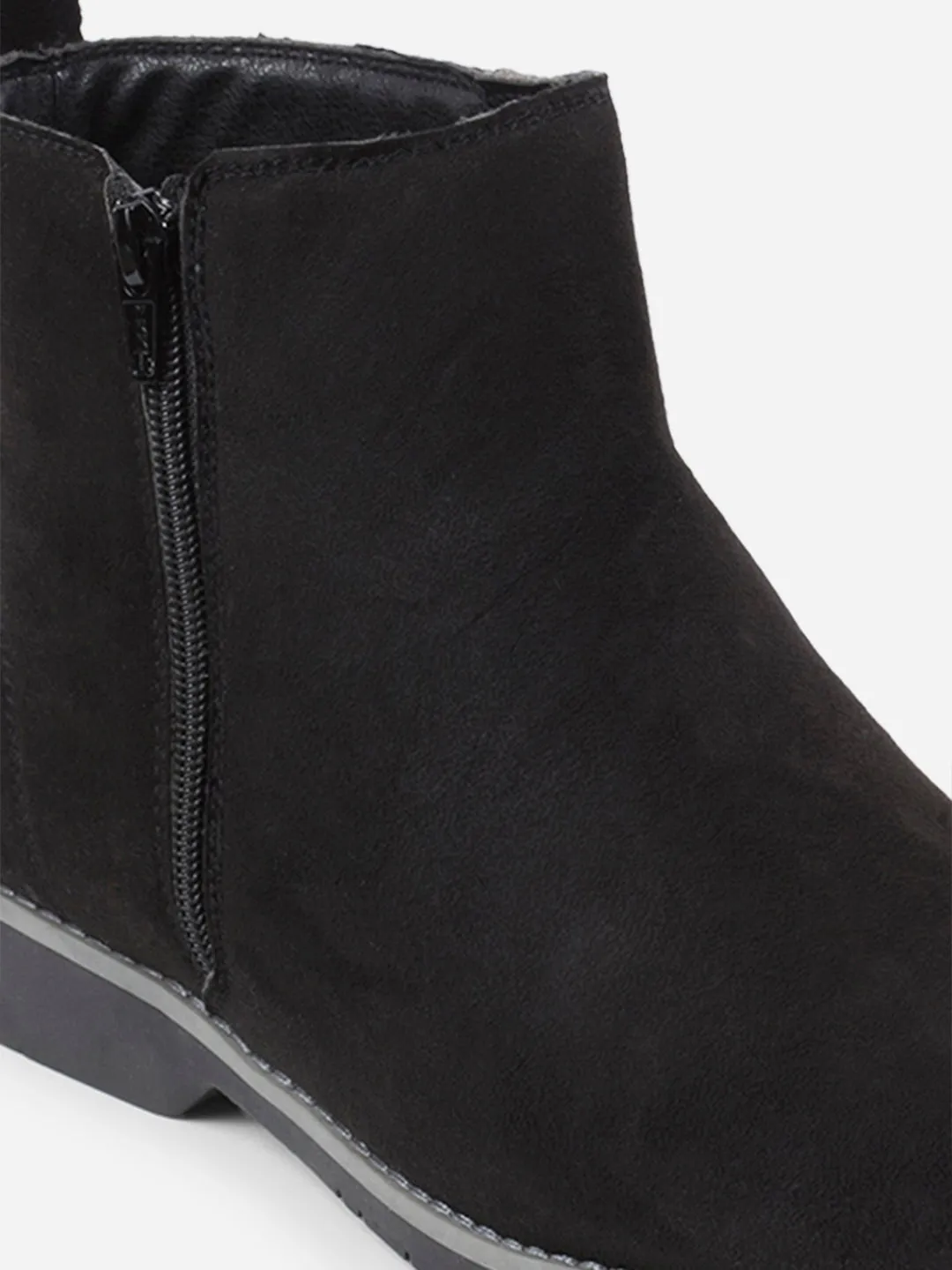 Men's Black Suede Smart Casual Zipper Boot  (IX3036)