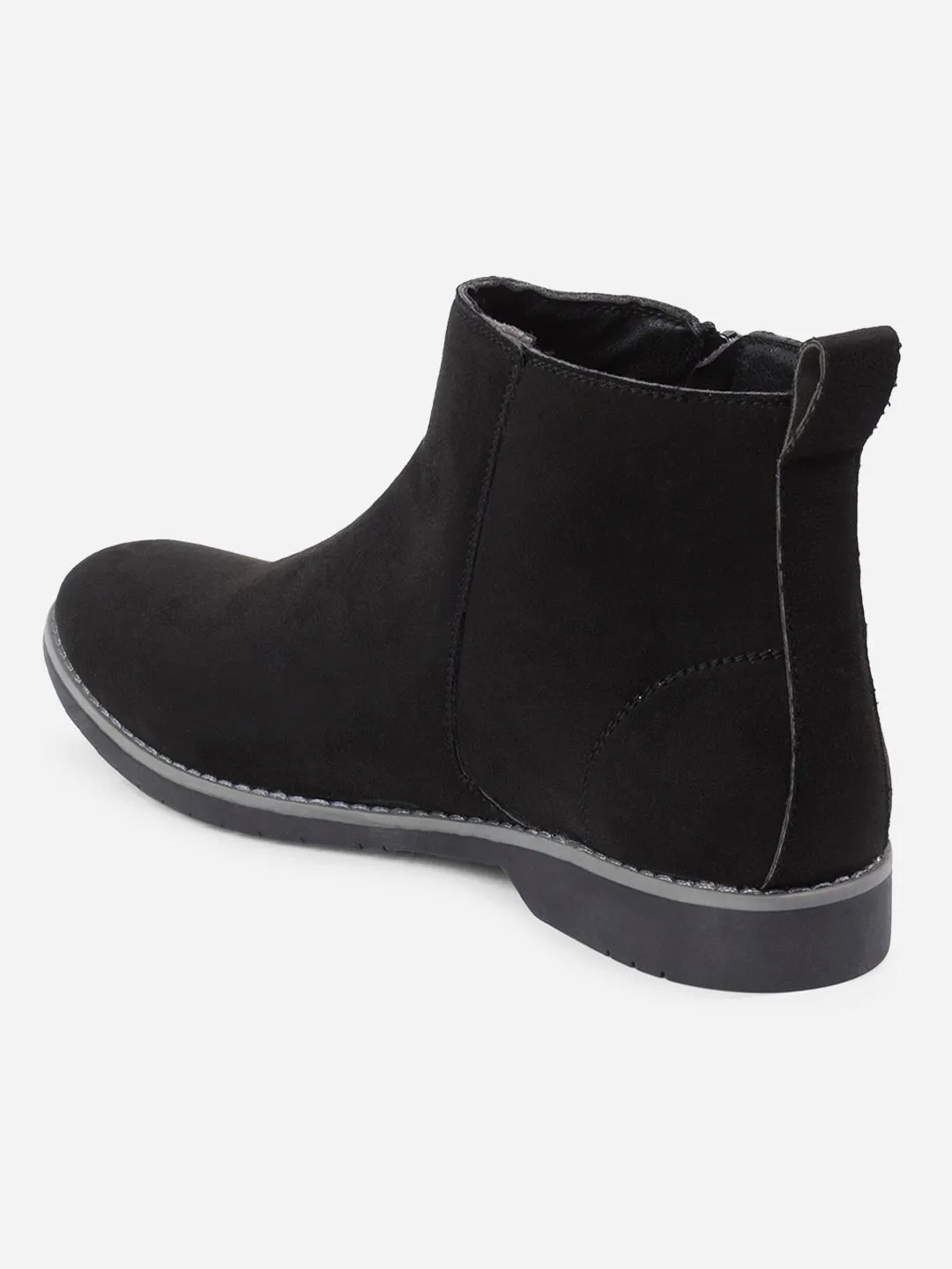 Men's Black Suede Smart Casual Zipper Boot  (IX3036)