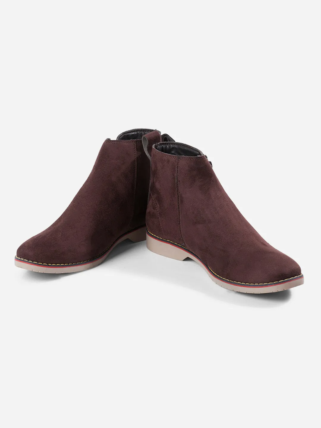 Men's Brown Suede Smart Casual Zipper Boot  (IX3036)