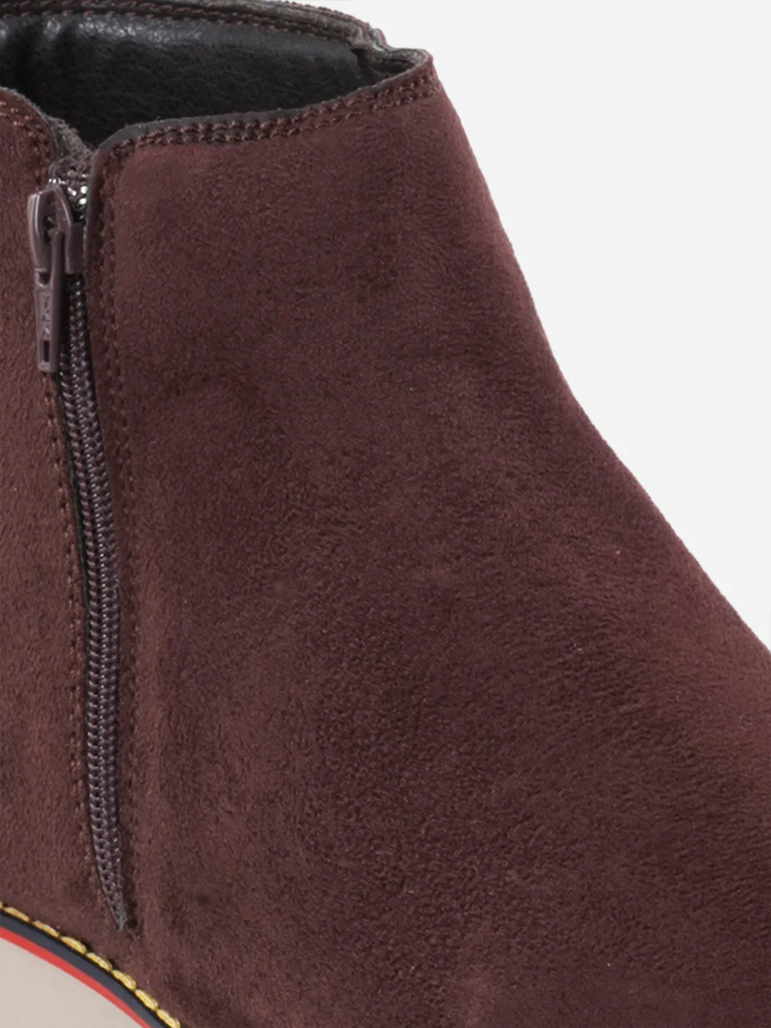 Men's Brown Suede Smart Casual Zipper Boot  (IX3036)