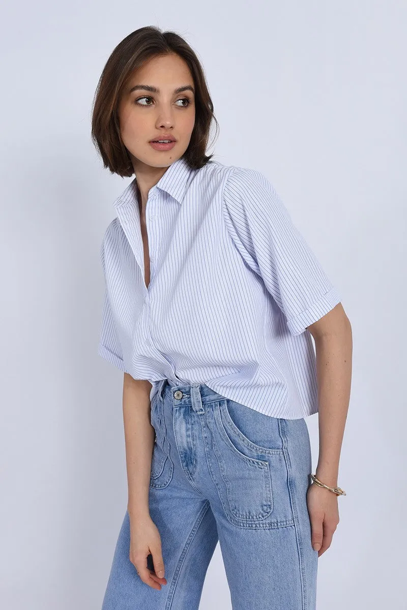 Molly Bracken White Blue Striped White Shirt