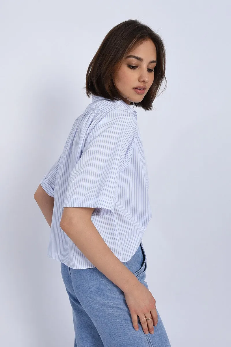 Molly Bracken White Blue Striped White Shirt