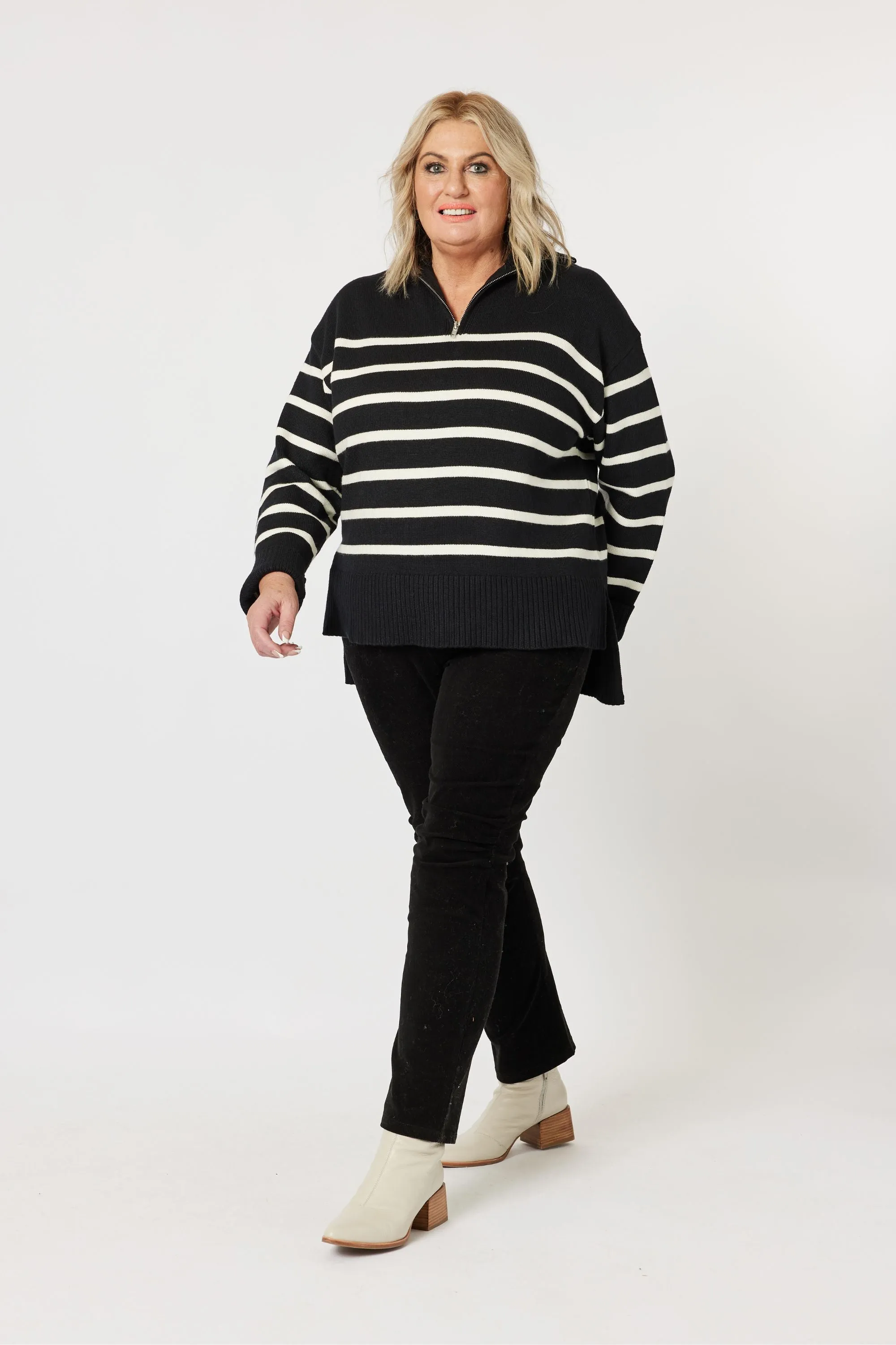 PALMA STRIPE ZIP KNIT - 44034GS