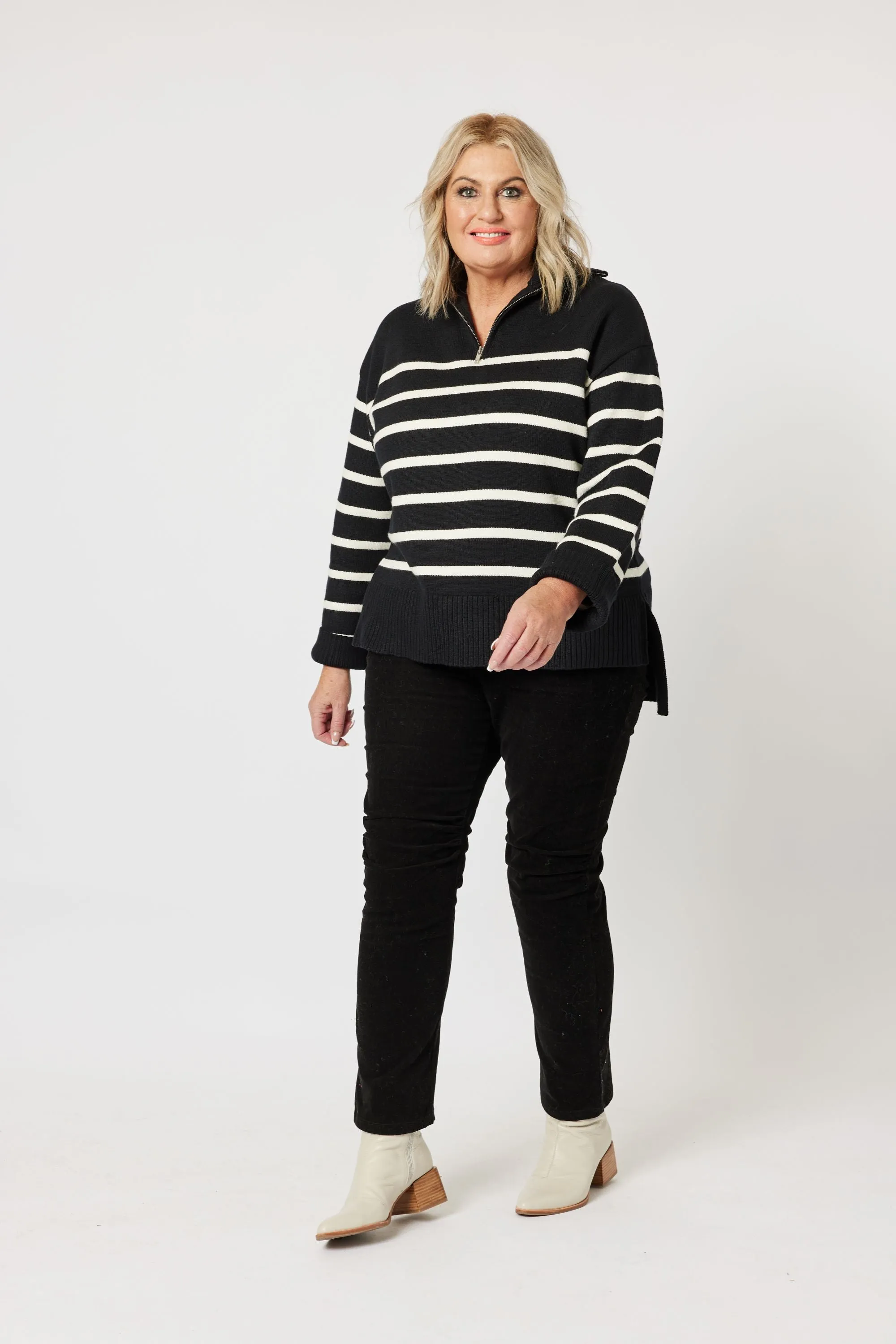 PALMA STRIPE ZIP KNIT - 44034GS