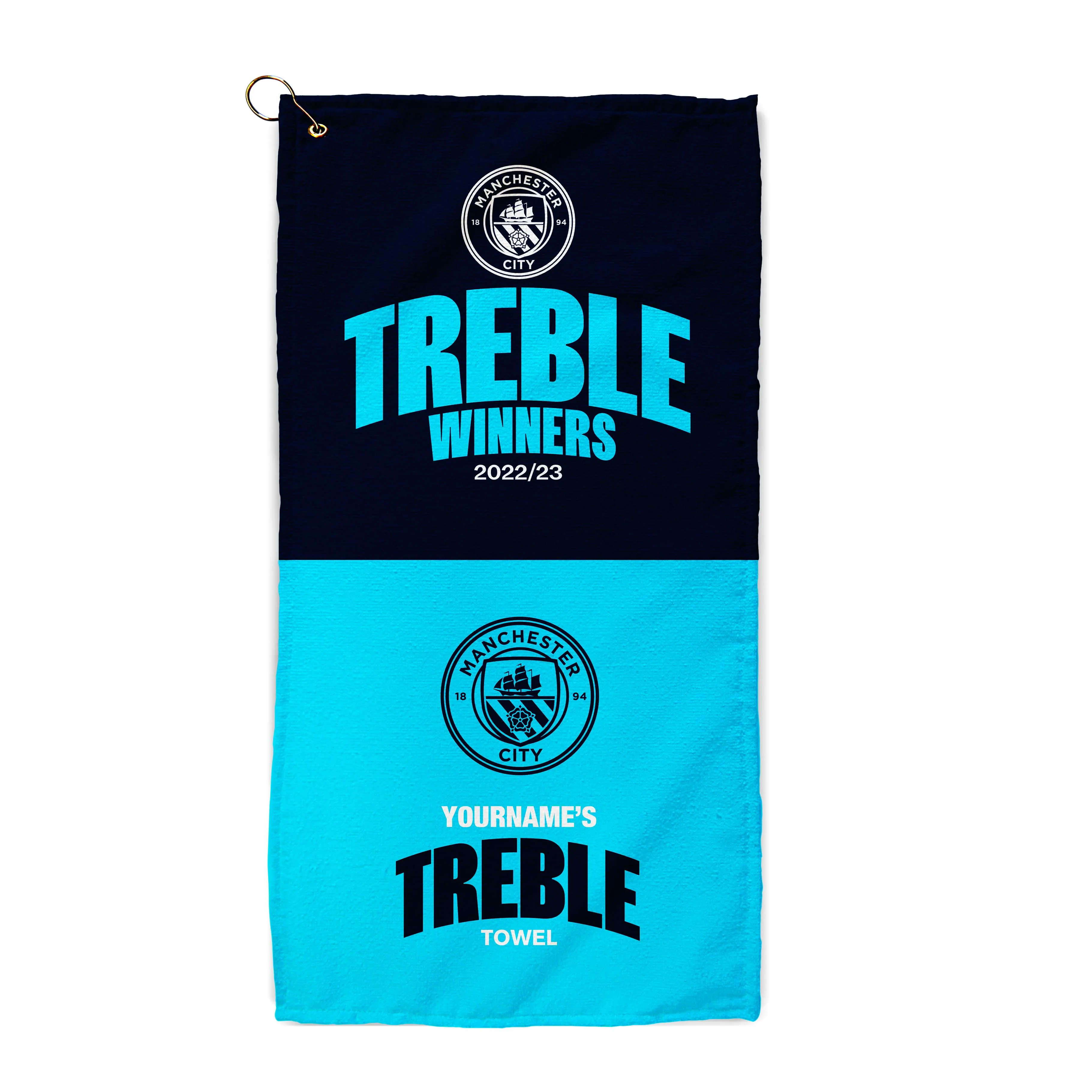 Personalised Manchester City Treble Golf Towel