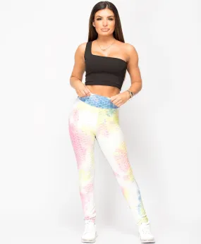 Tie Dye Waffle Textured Active Wear Leggings