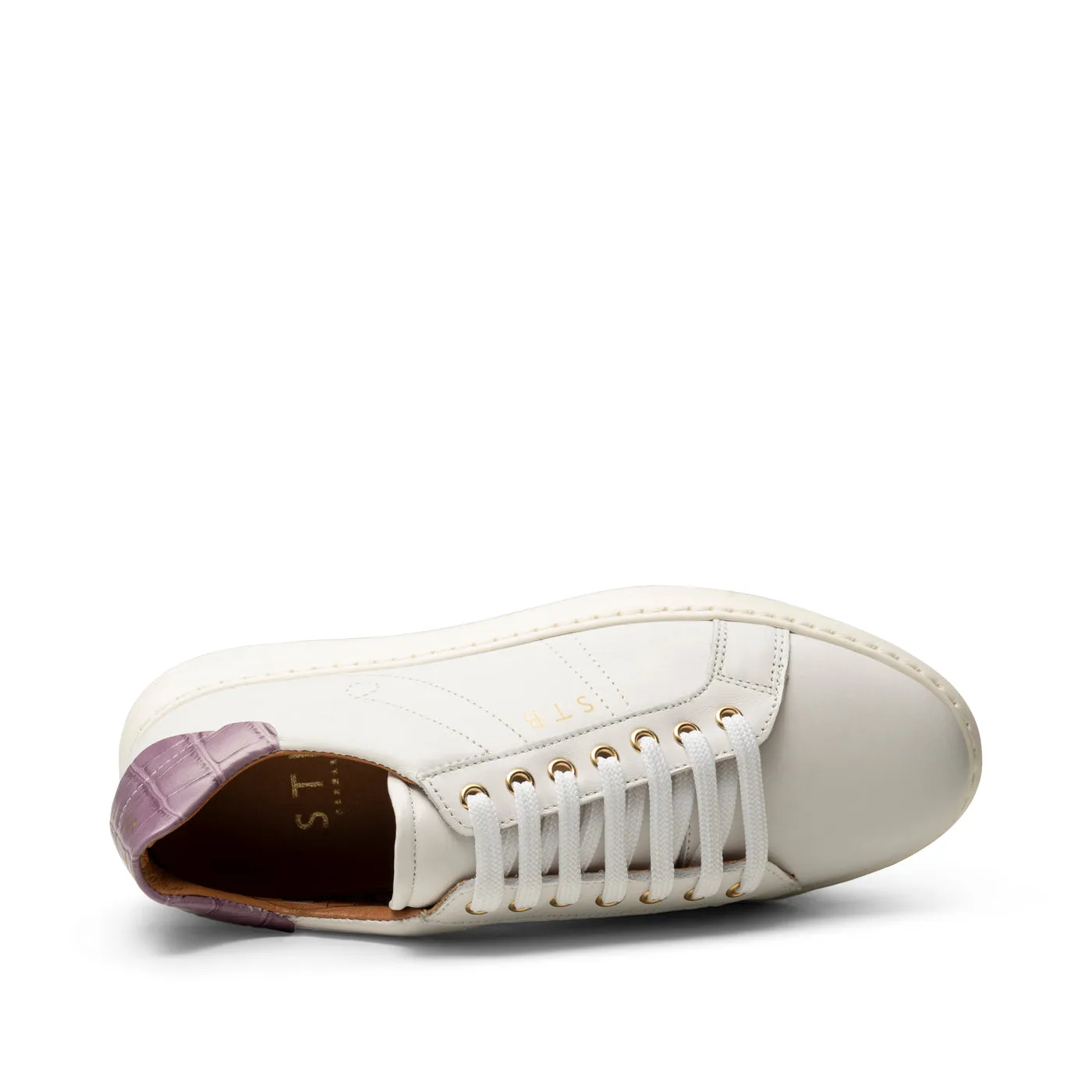 Valda sneaker leather - WHITE/LAVENDER CROCO