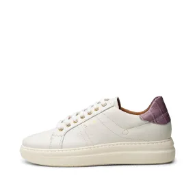 Valda sneaker leather - WHITE/LAVENDER CROCO