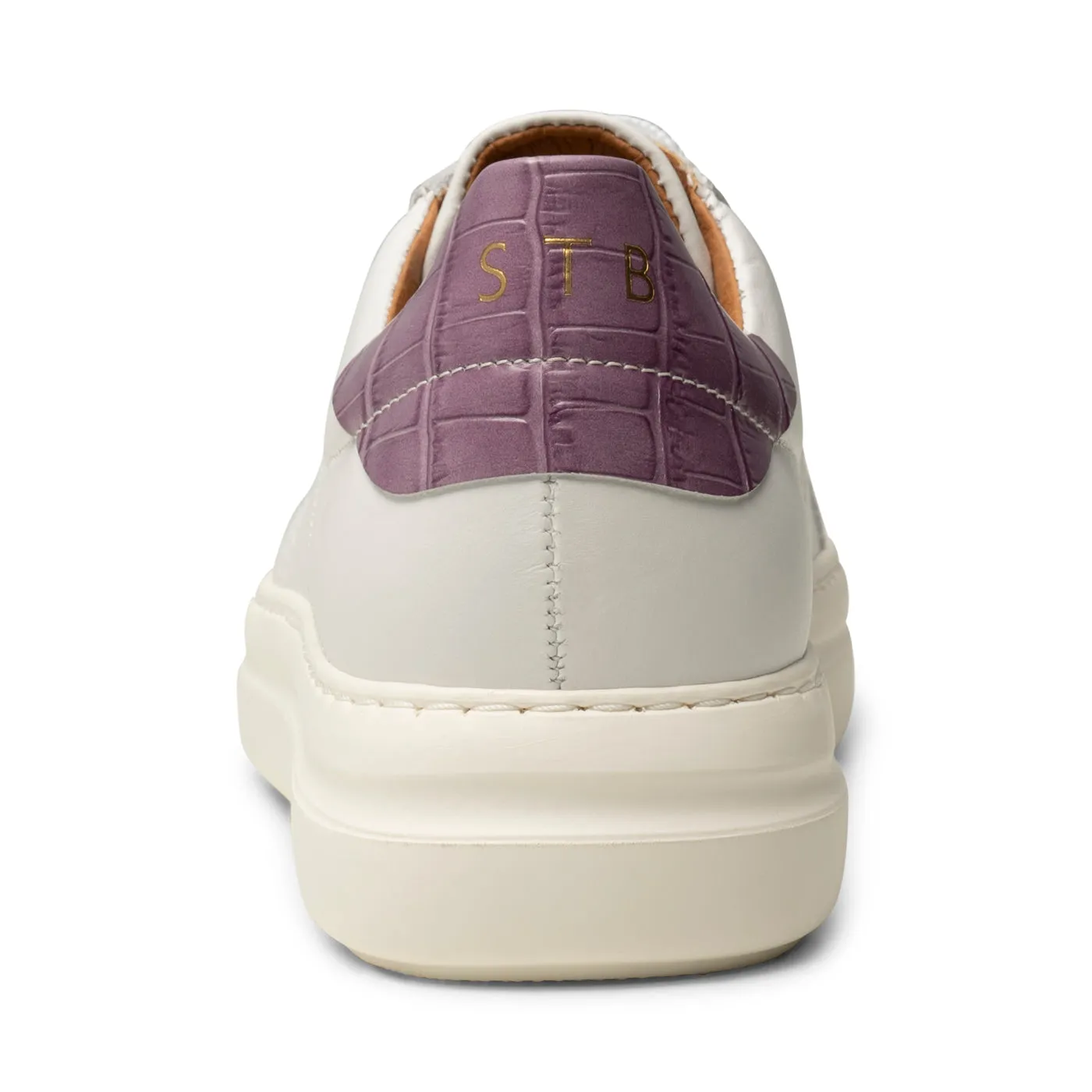 Valda sneaker leather - WHITE/LAVENDER CROCO