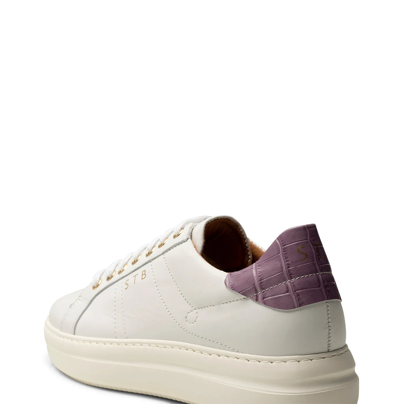 Valda sneaker leather - WHITE/LAVENDER CROCO