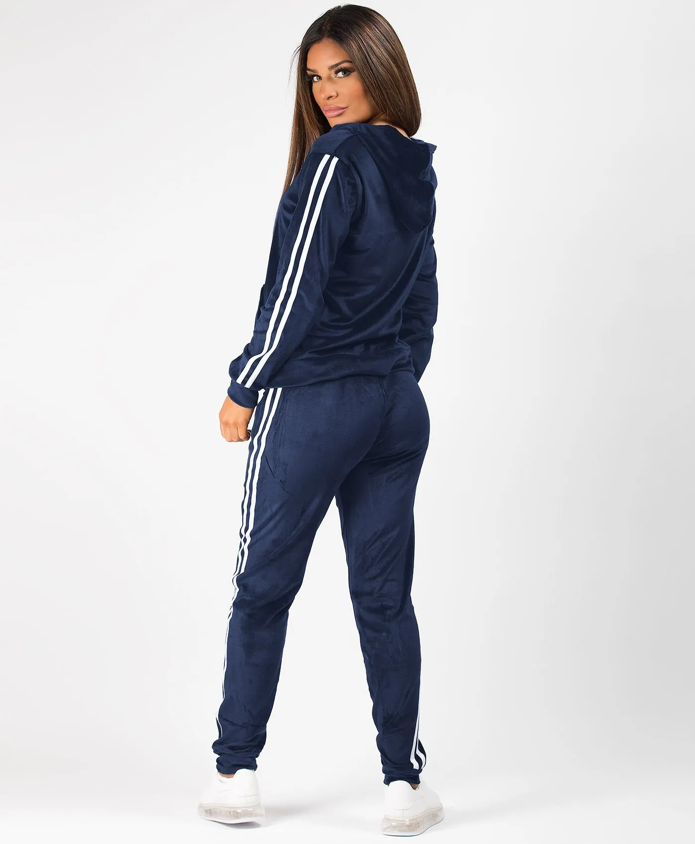 Velvet Velour Side Stripe Loungewear Set