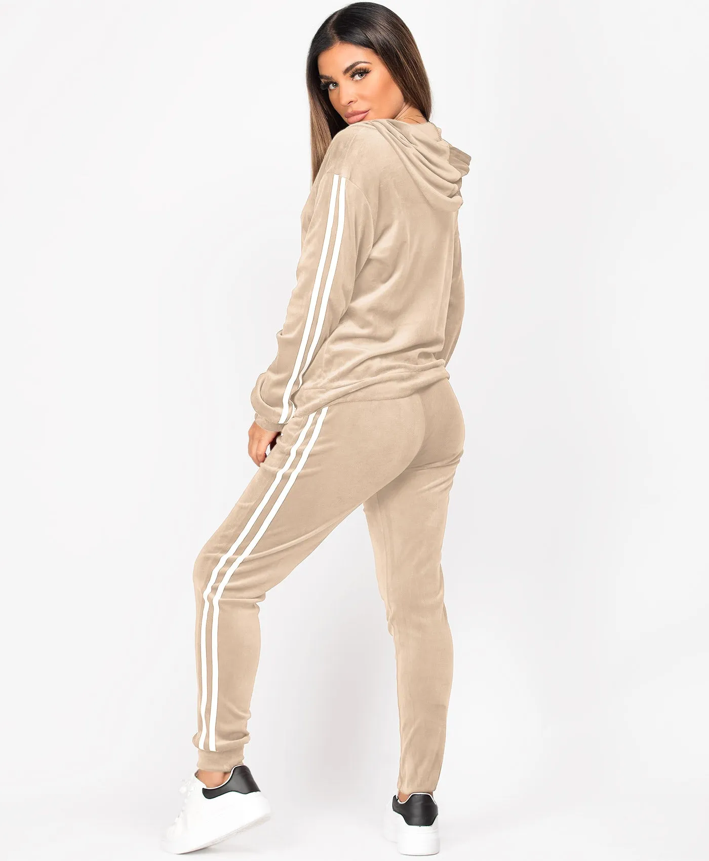 Velvet Velour Side Stripe Loungewear Set