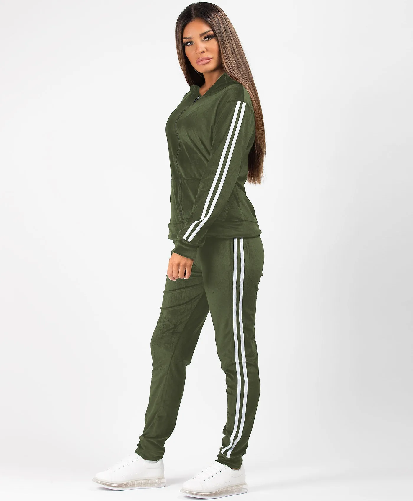 Velvet Velour Side Stripe Loungewear Set