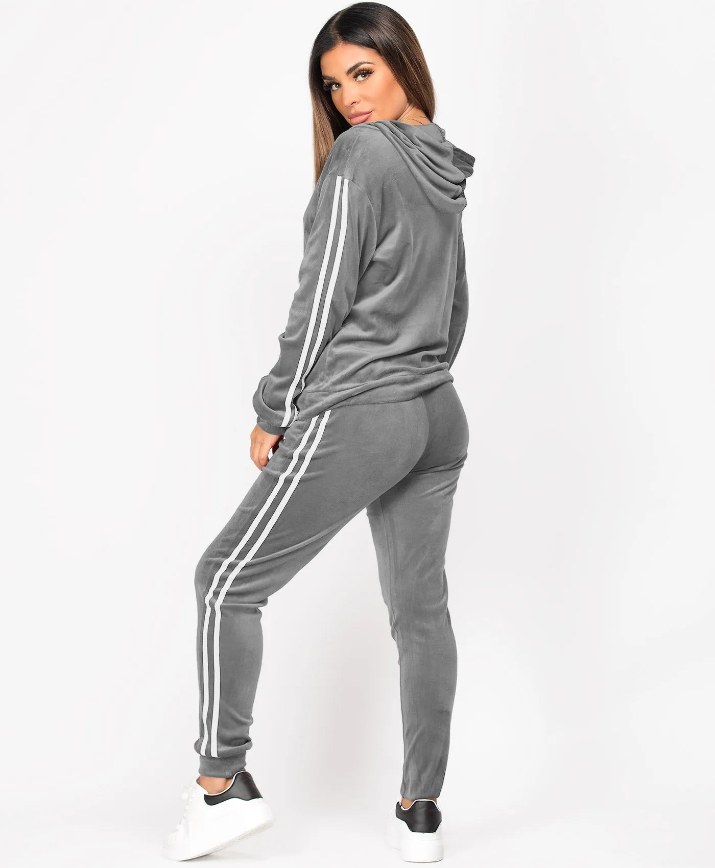 Velvet Velour Side Stripe Loungewear Set