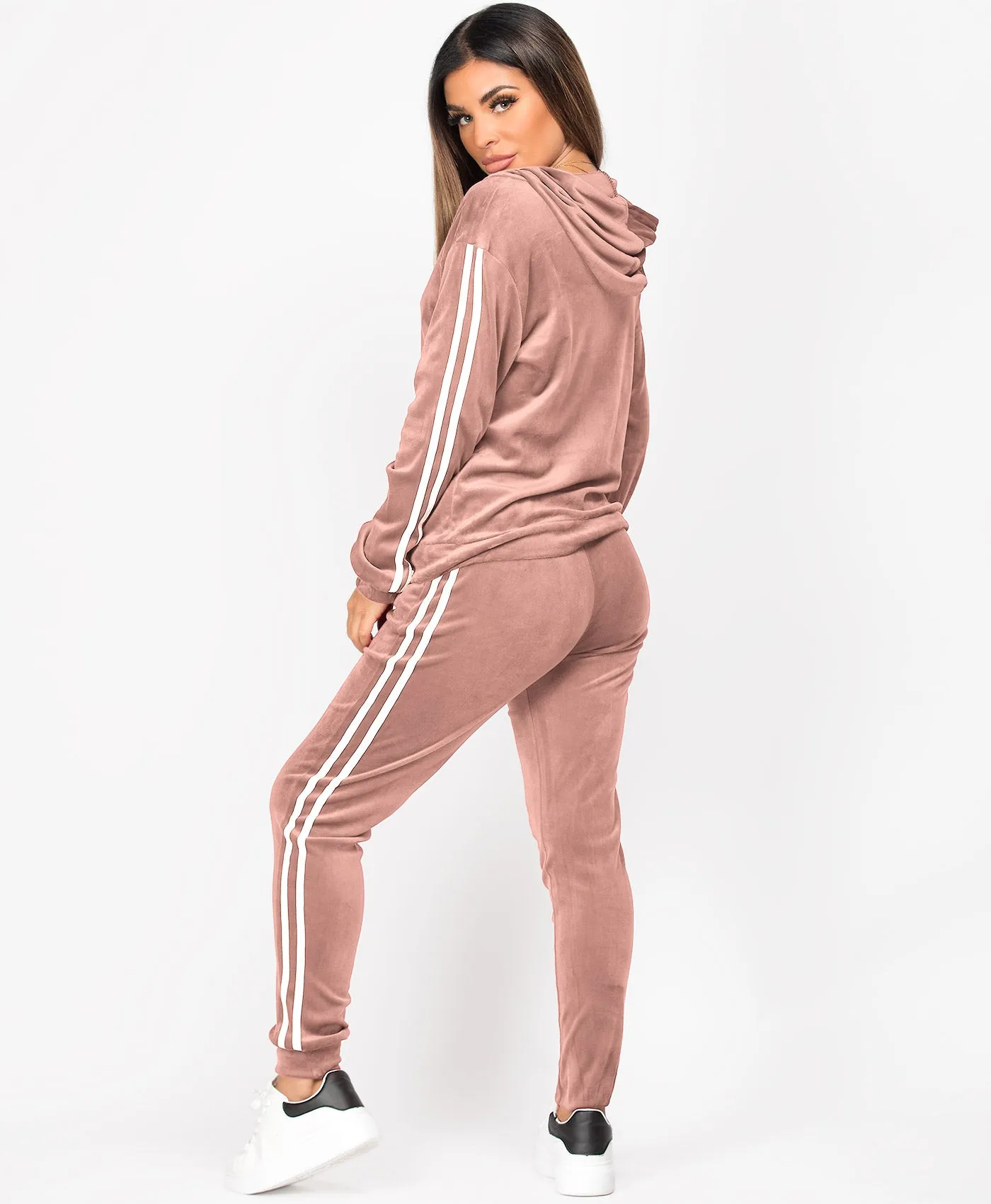 Velvet Velour Side Stripe Loungewear Set