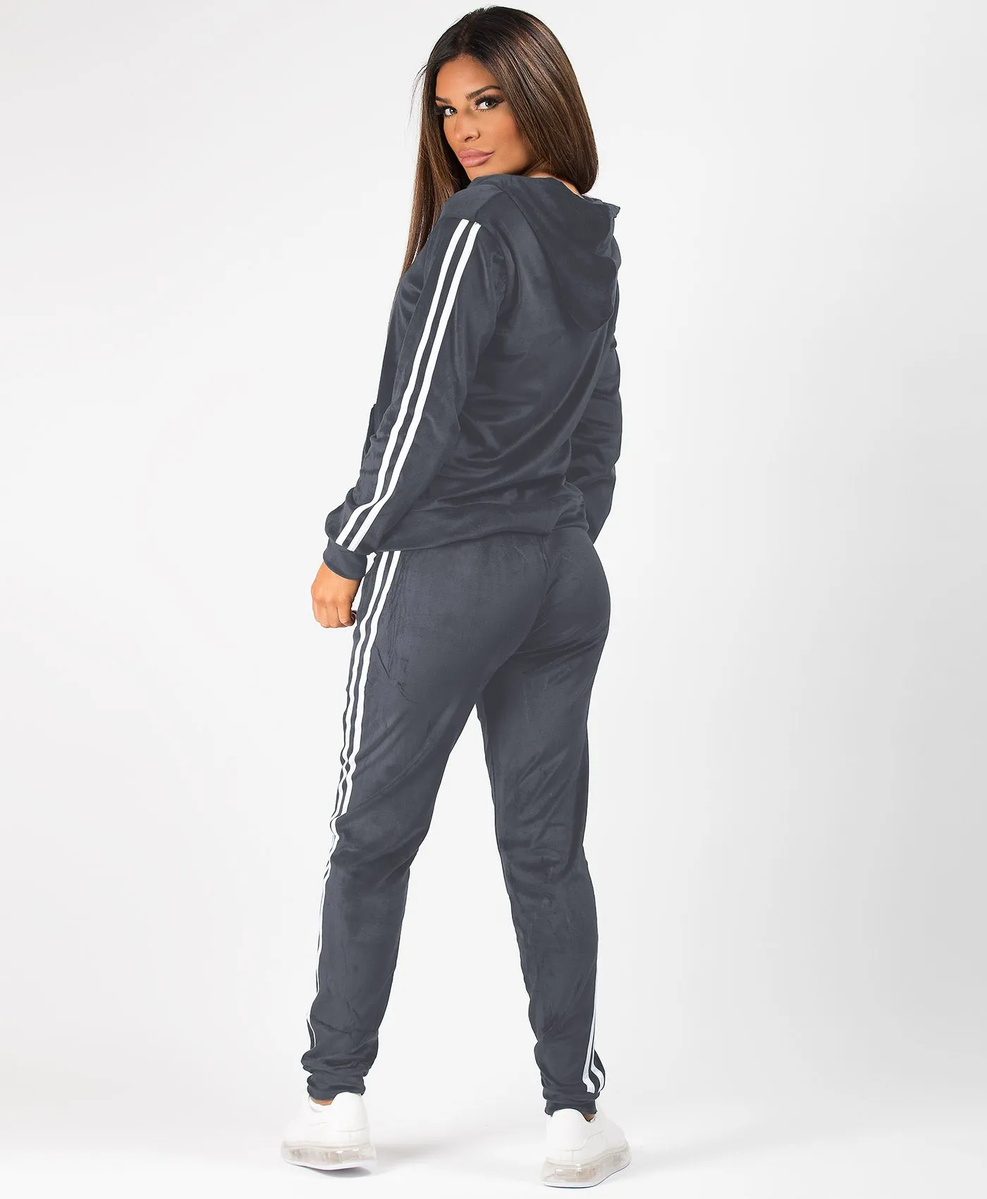 Velvet Velour Side Stripe Loungewear Set