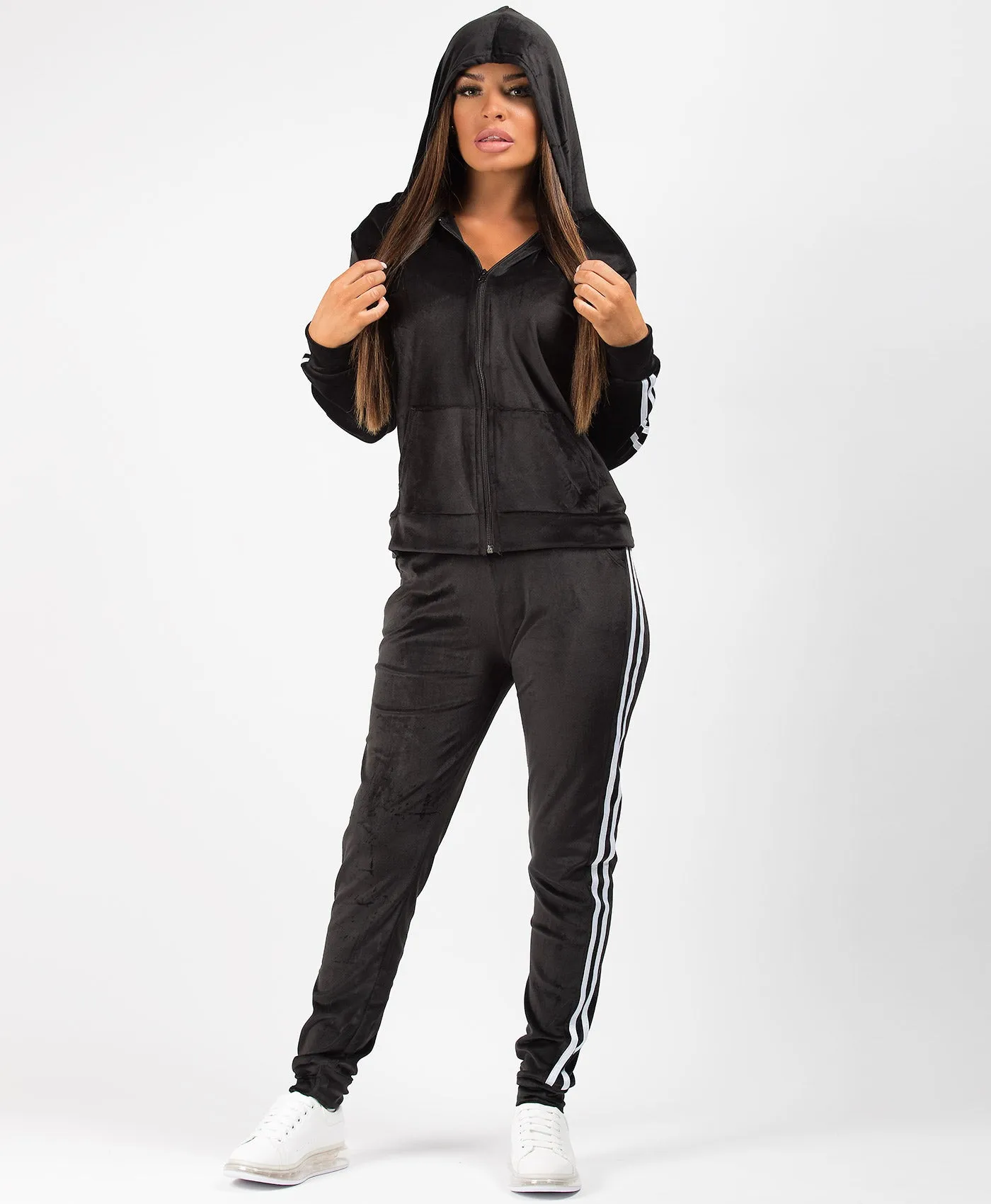 Velvet Velour Side Stripe Loungewear Set