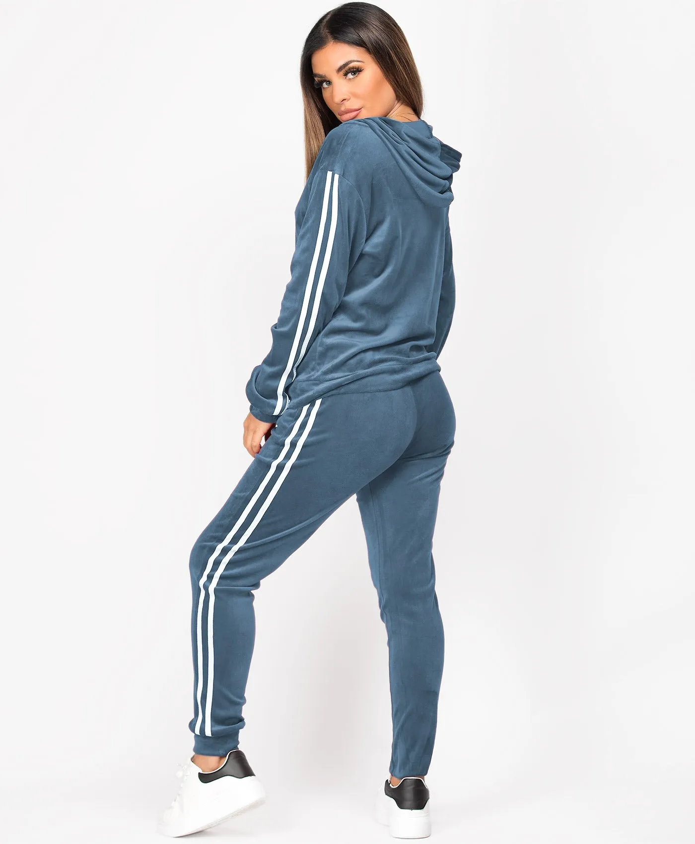 Velvet Velour Side Stripe Loungewear Set