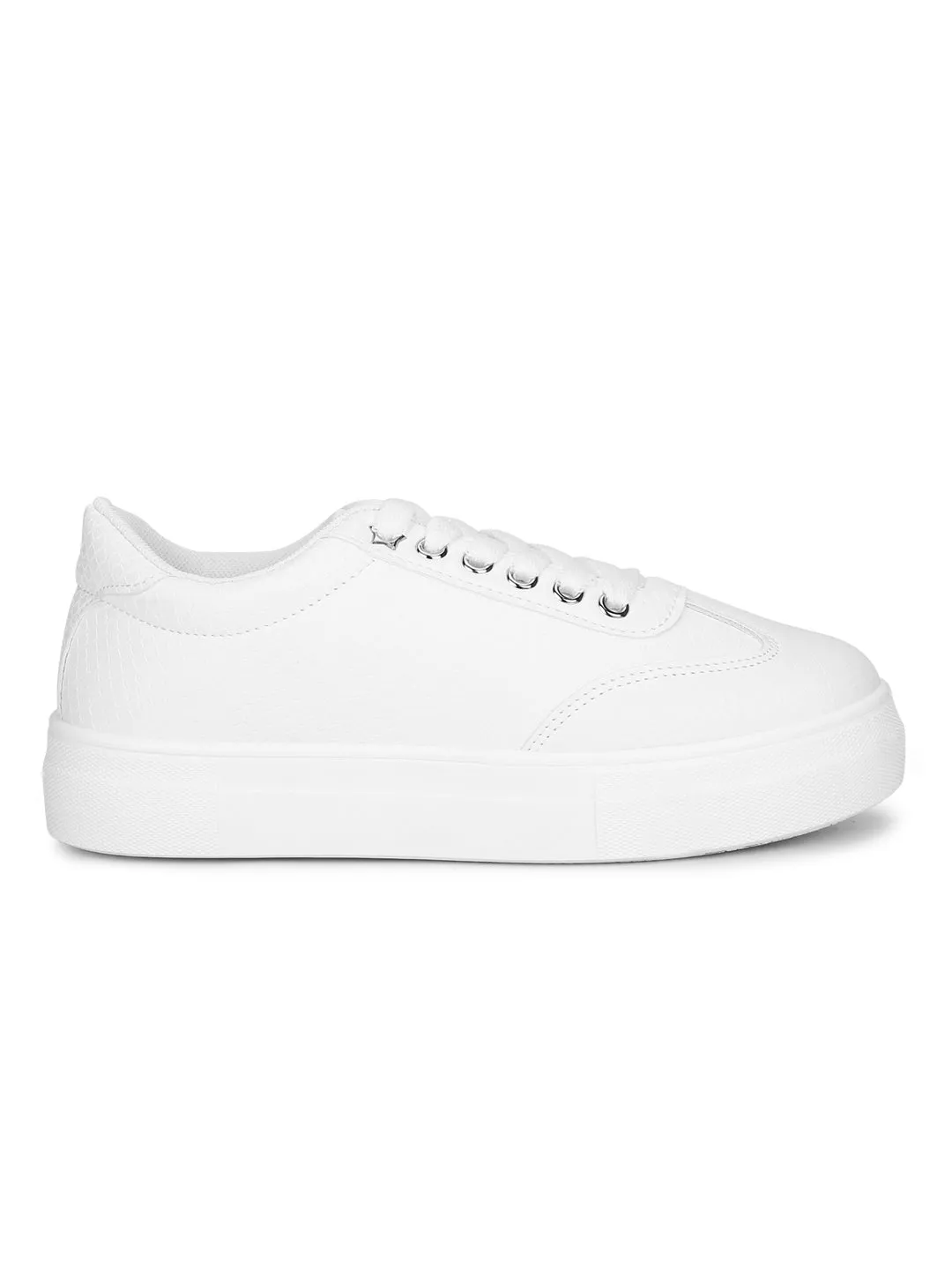 White PU Lace Up Trainers