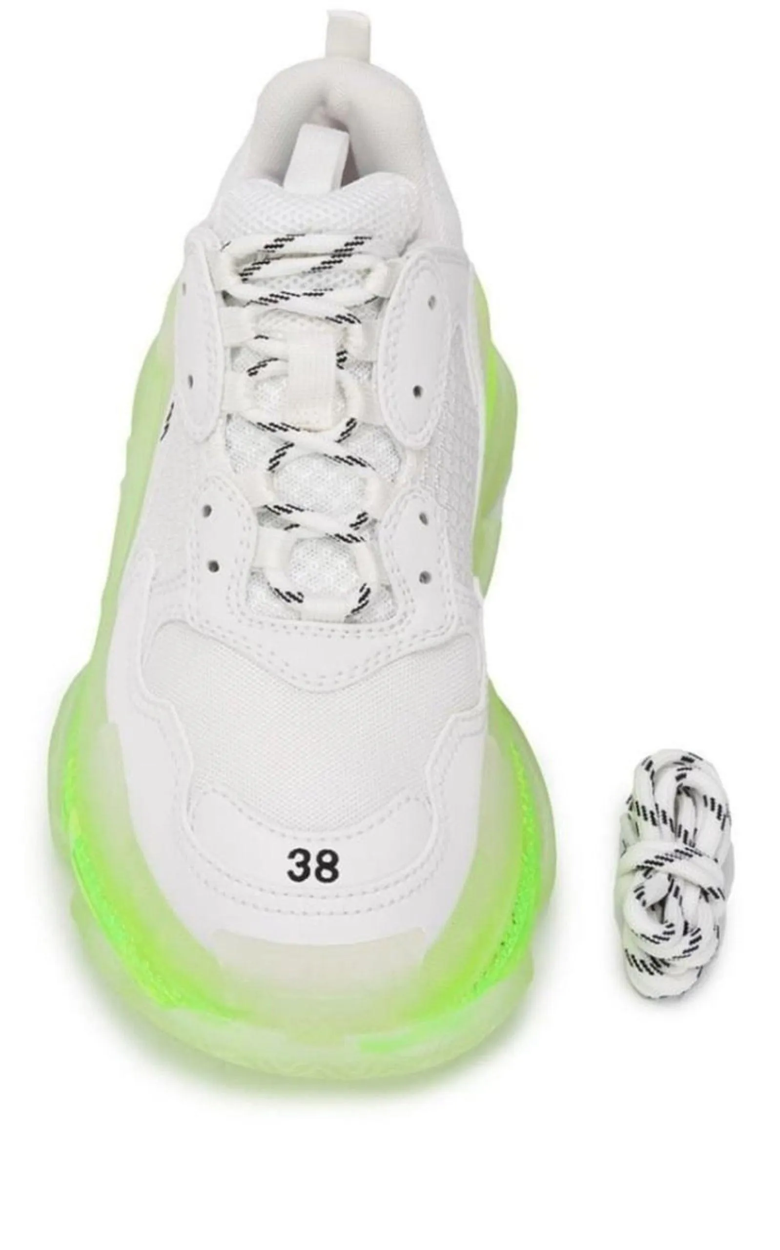 White Triple S Leather and Mesh Sneakers