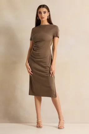 Women Brown Short Sleeve Dress